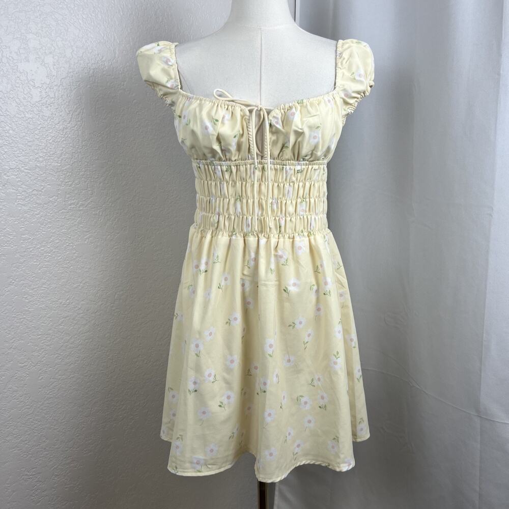 Bella Fiori x Princess Polly Mini Dress Womens 4 Yellow Floral Milkmaid Coquette